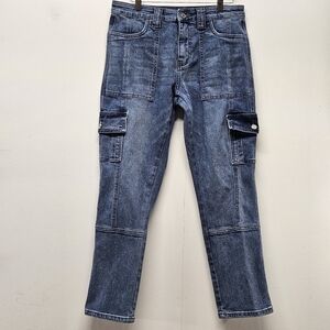 KanCan Jeans Avery Straight Leg Cargo Dark Wash KC7843D Size W7 27 Utility